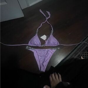 Lavender Rhinestone Bikini Set